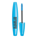 Eveline Cosmetics Big Volume Lash Waterproof Professional Mascara in blue packaging with blue silicone brush applicator