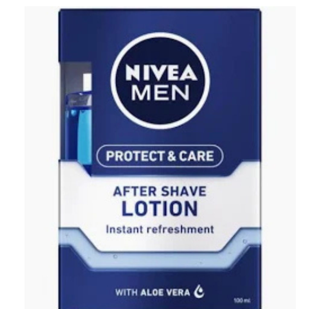 NIVEA MEN Protect & Care After Shave Lotion 100ml with Aloe Vera for instant refreshment and post-shave skin care.