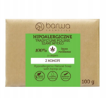 Barwa Hypoallergenic Traditional Polish Grey Soap with Hemp Oil 100g in eco-style kraft paper packaging with green label.