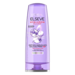 L'Oréal Paris Elseve Hyaluron Plump moisturizing conditioner in a purple bottle with hyaluronic acid for dehydrated hair and up to 72 hours of hydration.