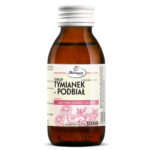 Herbapol Thyme and Coltsfoot Syrup dietary supplement in a 100 ml amber glass bottle for respiratory support and expectoration.