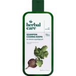 Herbal Care Black Radish Anti-Hair Loss Shampoo in a green bottle with black radish extract for strengthening thinning and weakened hair.