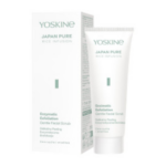 Yoskine Japan Pure Rice Infusion Enzymatic Exfoliation Gentle Facial Scrub in a white tube with retail packaging for sensitive and dry skin.