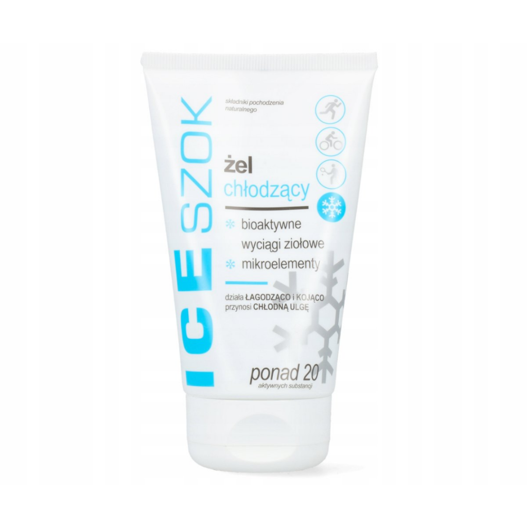 Ice SOK Cooling Gel with herbal extracts and trace elements in a white tube for muscle and body refreshment after physical activity.