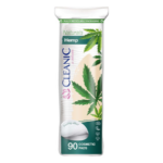 Pack of Cleanic Naturals Hemp cosmetic pads containing 90 textured pads for makeup removal, facial cleansing, and skincare application.